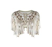 Grouptap 1920s champagne yellow gatsby shawl bolero sequin cape shrug wrap for women ladies flapper art deco vintage dress costume (Champagne Yellow, One Size)