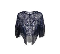 Grouptap 1920s Lace shawl gatsby bolero sequin shrug wrap cape for girls women flapper art deco evening costume (One Size) (Blue)