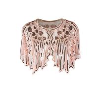 Grouptap 1920s pink red gatsby shawl bolero sequin cape shrug wrap for women ladies flapper art deco vintage dress costume (Pink Red, One Size)