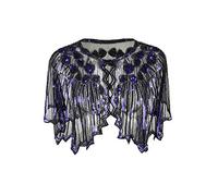 Grouptap 1920s purple gatsby shawl bolero sequin cape shrug wrap for women ladies flapper art deco vintage dress costume (Purple, One Size)