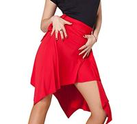 Grouptap Latin Dance motony red Womens Skirt wear Ballroom Tango chacha Salsa Samba Girls Performance Practice Outfit (Red, UK 6-18 Elastic Fit)