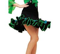 Grouptap Latin green curling dance performance show skirt wear for womens ballroom tango cha cha salsa samba rumba dancing dress (Green, 150-170 cm)