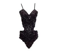 Grouptap Latin Women Dance Fancy Sequin Backless Ballroom Star Show Dress (no Skirt) Ladies Outfit (UK Women 4/6/8/10) (Black)
