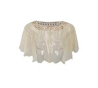 Grouptap Wedding brides women gatsby cape shawl beaded wrap bolero Beige Ivory champagne for 1920s art decor fashion evening party dress (Yellow)