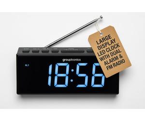 Grouptronics Denver Gtcr-T1M Black Large Digit Digital Alarm Clock Radio With Customizable Brightness And Fm