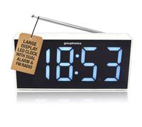 Denver Large Digit Digital Alarm Clock Radio - Mains Powered, 9" Display, Brightness Control in White Denver White