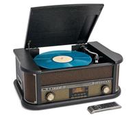Grouptronics Maestro Record Player with Speakers, Hi-Fi Music Centre, Black | Handmade Veneer Cabinet, 12in LPs, CD, DAB+ Radio, 2.1 Subwoofer, Moving-Magnet Cartridge, Copy Vinyl & Cassette to USB