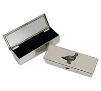 Grouse Sitting Metal Lipstick Case with Mirror Silver Personalised Engraving Gift 168