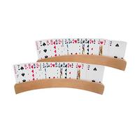 Groust Panorama Wooden Playing Card Holders Curved Playing Cards Holders Curved Shape Wooden Card Holders For Children Seniors- 12.8 X 1.65 X 1.46 Inches - Set Of 2