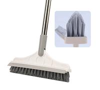 Grout Brush Scrape 2 in 1 Floor Scrub Brush with Long Handle V-Shape Cleaning Brush Stiff Bristle Brush Scrubber with Squeegee 120°Rotating Tile Brush for Cleaning Bathroom Glass Patio Kitchen Wall
