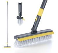 Grout Brush with Long Handle, 57 Inch Grout Cleaner for Tile Floors, V-Shape Shower Scrubber Stiff Bristle Brush for Cleaning Bathroom Wall, Shower, Kitchen