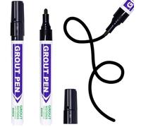 Grout Pen 2-Pack, Black Tile Grout Paint for Bathroom & Kitchen Tiles - Restores Grout on Wall & Floor Tiles, Quick & Easy Application