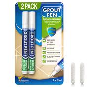 Grout Pen Twin Pack - White - Easy Tile Grout Restorer for Bathroom & Kitchen - Covers Stains & Mould
