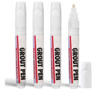 Grout Pen White for Tiles | Pack Of 4 Grout Whitener Waterproof Tile Paint Marker | 5.9ml Grouting Pen for Bathroom & Kitchen Tiles | White Grout Pen for Repairing & Restoring Discoloured Grout