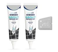Grout - Ready Mixed Grout Reviver - Fast Drying, No Sealer Required, Perfect for Bathroom, Shower and Kitchen + Mould Protection - 2 Pack / 500g (Grey)