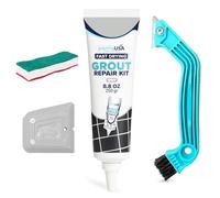 Grout - Ready Mixed Tile Grout - Sponge, Remover Saw and Scraper Set - Perfect for Bathroom, Kitchen, Floor Tiles (250g / Bundle Set) (Grey)