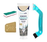 Grout - Ready Mixed Tile Grout - Sponge, Remover Saw and Scraper Set - Perfect for Bathroom, Kitchen, Floor Tiles (250g / Bundle Set) (Beige)