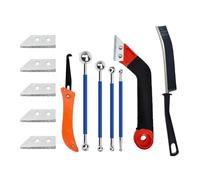 Grout Removal Tool Set,with 5 Pieces Extra Replacement Accessories 1 Piece Grout Removal Tool,1 Hand Saw Angled Grout Rake,1 Grout Press Ball and 1 Cleaning Brush,for Tile Floor Cleaning and Repair