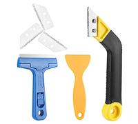 Grout Remover,Grout Scraping Rake Tile Cleaning Device,Caulking Tool Kit Bevel Angled Cleaning Rake Saw Scraper with Silicone Scraping with 3 Piece Replacement Blade for Floor & Wall Tile Cleaning