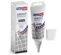 Grout Reviver - Dark Grey Grout Paint & Whitener for Bathroom and Kitchen Tiles - Waterproof Grout Restorer & Sealer Marker for Floors and Walls