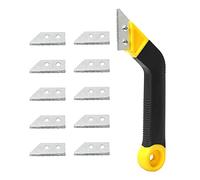 Grout Scraping Rake Tool, Floor Tile Grout Saw Angled Grout Scraping Rake Removing Tool with 10 Pcs Blades Replacement for Tile Cleaning,Removing Paint(Yellow, Black)