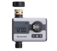 Grouven Programmable Garden Sprinkler Timer - Digital Hose Faucet Watering Controller with Brass Inlet, Rain Delay & Manual Mode - Automatic Irrigation System for Lawn & Outdoor Plants