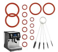 GROVBLE - 14× O-Ring Seal Kit for De'Longhi ECAM 23.120/23.420/23.210/23.220/23.230 - Includes 5 Brushes - Silicone Sealing Rings for Brewing Group & Water Pipes