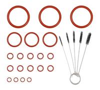 GROVBLE 20 x Silicone Sealing Rings + 5 x Cleaning Brushes - O-Ring Maintenance Kit Compatible with De'Longhi ESAM/ECAM/ETAM, for Brewing Group, Thermal Block, Flowmeter & Pressure Hose