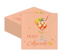 GROVBLE 80 Holy Aperoli Napkins, Paper Napkins 33 x 33 cm, Lemon Orange Aperol Design, Ideal for Parties, Aperitif, Birthday, Event, BBQ, Brunch, Summer and Trendy Table Decoration