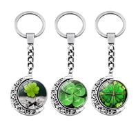 GROVBLE Pack of 3 key fobs, lucky charm, four-leaf clover key fob, lucky charm keyring, key pendant as a gift for purse, bag, keys