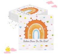 GROVBLE Pack of 40 Napkins Christening, Christening Decoration Girl Boy, Napkins Schön Dass Du Da Bist, Communion Rainbow Decoration, for Christening, Communion, Confirmation and More (33 x 33 cm)