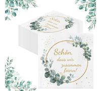 GROVBLE Pack of 80 Serviettes Beautiful That We Celebrate Together, Birthday Napkins for Table Decoration Wedding Party, Eucalyptus Sage Green Birthday Napkins, 33 x 33 cm