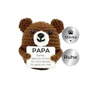 GROVBLE Positive Bear Gifts for Dad, Hand Crocheted Bear with Lucky Charm, Gift Dad, Creative Gifts for Dads, Best Gift Idea for Birthday, Father's Day, Christmas