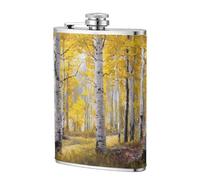 Grove of Aspen Trees Pocket Hip Flask 8 Oz, Stainless Steel Flagons for Dad Groomsman Wedding Travel Camping