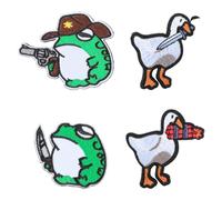 GroveEs 4PCS Cartoon Animal Patches, Cute Duck Frog Pattern Military Tactical Patch, Fun Embroidered Appliques Loop and Hook for DIY Clothing, T-Shirt, Jackets, Jeans, Backpacks, Hats, Shoes Decor