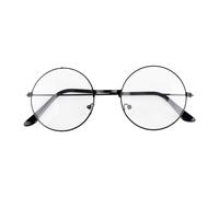 GroveEs Round Eyeglasses,Durable Black Metal Frame Eyeglasses with Clear Lens,Retro Glasses Decorative Accessories for Women Men Outfit Decor Fancy Dress Parties