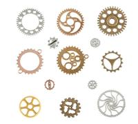 GroveEss 100 Grams Metal Steampunk Cogs and Gears,Assorted Jewelry Cogs Charms Accessories,10 Colors Gears Antiqued Cog Wheel Sets DIY Crafts Accessories for Jewelry Making Crafting