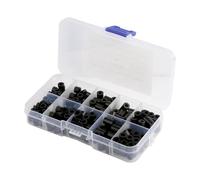 GroveEss 200PCS ABS Round Spacer Washer Assortment Kit for M3 M4 Screws,Non Threaded Column Standoff Support Spacers with Plastic Box,10 Sizes Black Insulation Spacer