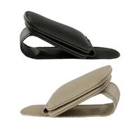 GroveEss 2PCS Sunglasses Holders for Car Sun Visor-Leather Eyeglass Holder Car Glasses Hanger Clip for Different Size Eyeglasses Ticket Card(Black,Gray)