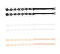 GroveEss 3 Pairs Elastic Bra Straps,3 Colors Adjustable Lace Flower Bra Shoulder Straps Replacement,Non-Slip Bra Bands for Women Girls Tops Dress Swimsuit (Beige, White,Black)