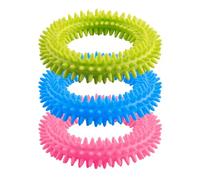 GroveEss 3 PCS Puppy Teething Chew Rings,Durable Tough Dog Chew Loops with Soft Spines,Interactive Pet Training Hoop for Small Medium Dogs Cleaning Teeth Chewing