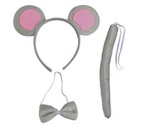 GroveEss 3 Pieces Mouse Costume Set,Cutie Mouse Ears Headband Bowtie Tail,Kids Halloween Carnival Birthday Party Costume Accessories(Mouse)
