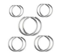 GroveEss 5 Pairs Hoop Earrings,Hypoallergenic Silver Hoop Earrings,12/14/16/18/20MM Unisex Small Earring Hoop Set Gifts for Men Women Girls Cartilage