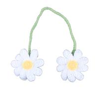 GroveEss Cotton Car Pendant for Rear View Mirror,Cute Daisy Shaped Handmade Knitted Car Mirror Hanging Charms,Flower Decorative Accessories for Women Girls Automotive Bag Decoration