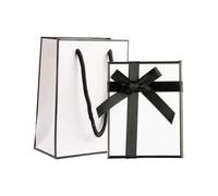 GroveEss Small Jewelry Gift Box and Gift Bag,Jewelry Display Box with Lid,Black Bow-Knot Present Box for Bracelet Earring Ring Necklace Birthday Wedding Valentine's Day(9x7x3cm)
