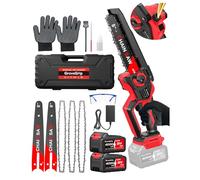 GroveGrip Mini Chainsaw Cordless 8-Inch,1400W Brushless Motor & Auto Oiler,2X 4000mAh Battery Powered Chain Saws Compatible with Makita,Lightweight One-Handed Tree Pruner for Gardening, Seniors&Women