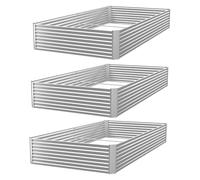 GROVELEAF 3 Pack Corrugated Galvanized Steel Raised Garden Bed Outdoor, Metal Above Ground Garden Bed for Vegetables and Flowers, Raised Beds for Gardening-4x2FT