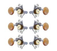 Grover H97-18CAA Original Sta-Tite Machine Head with Acrylic Amber Button and 18:1 Gear Ratio, Horizontal - Guitar Machine Heads, 3 + 3 - Chrome