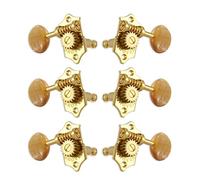 Grover V97-18GAA Original Sta-Tite Machine Head with Acrylic Amber Button and 18:1 Gear Ratio, Vertical - Guitar Machine Heads, 3 + 3 - Gold