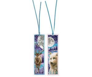 Groves Of Thames B/mark Pk2 Wolf/deer - Counted Cross Stitch Kit: Bookmark: Wolf And Deer With Moon: Set Of 2 - Vervaco
